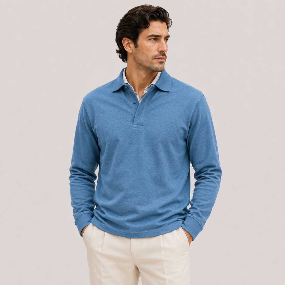 Men's Long Sleeve Knit Polo Shirt