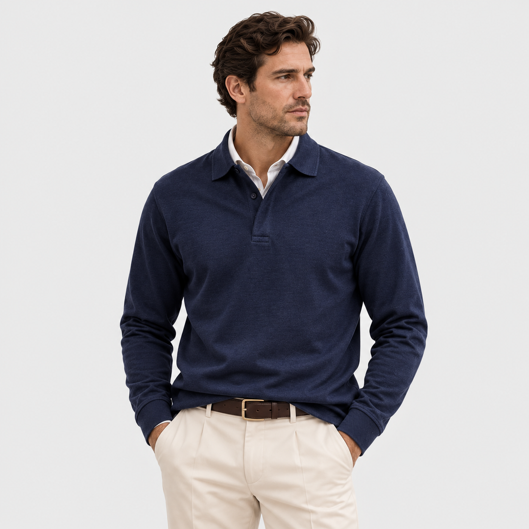Men's Long Sleeve Knit Polo Shirt