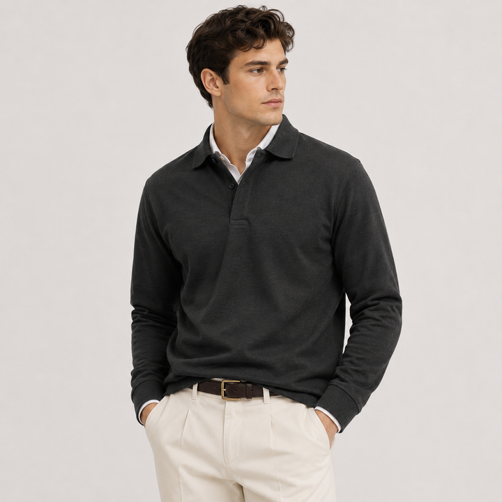Men's Long Sleeve Knit Polo Shirt