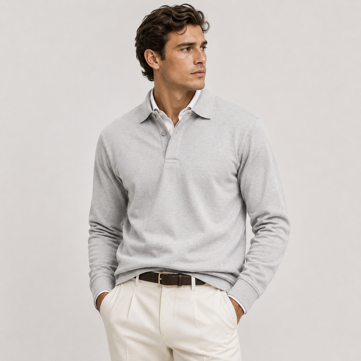 Men's Long Sleeve Knit Polo Shirt