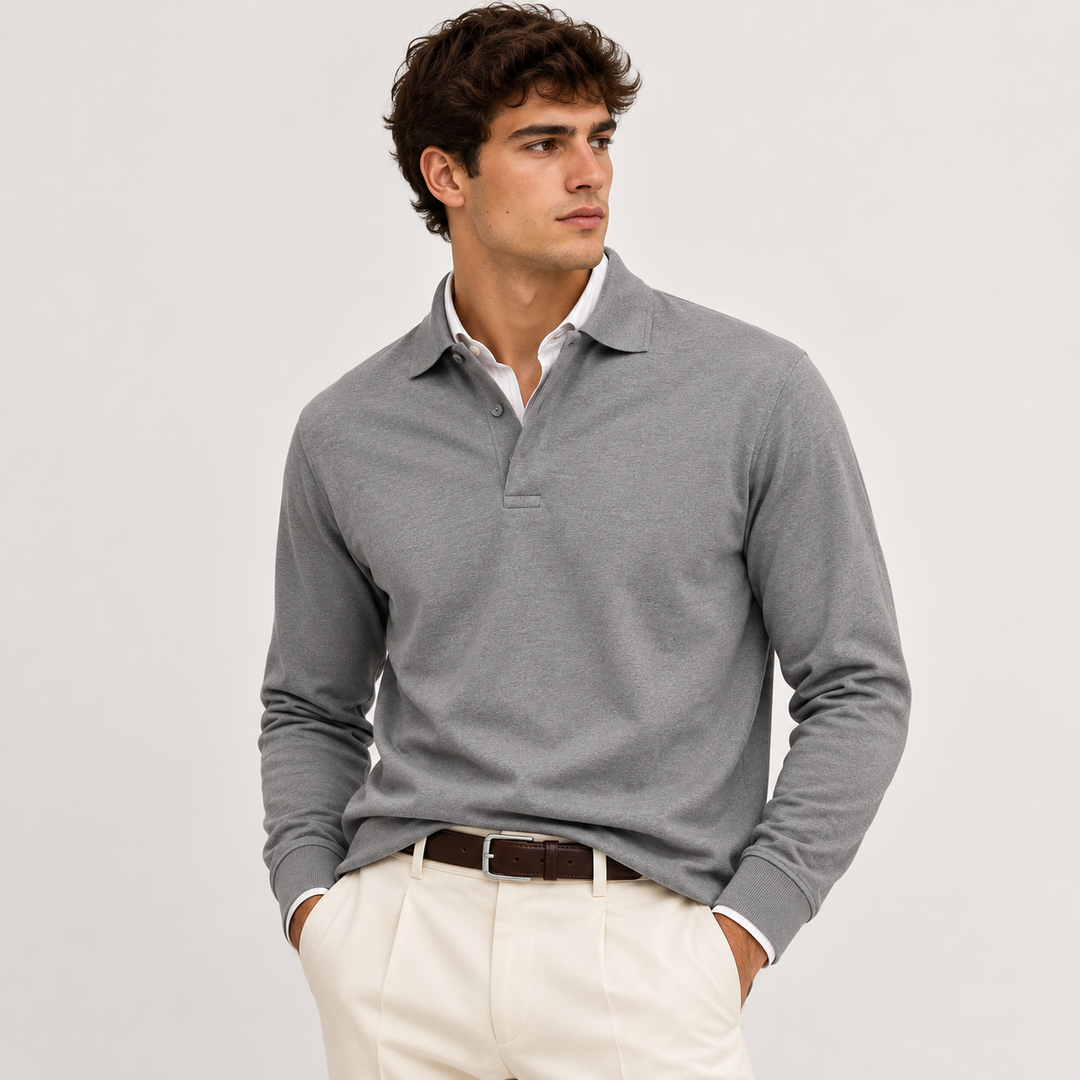 Men's Long Sleeve Knit Polo Shirt