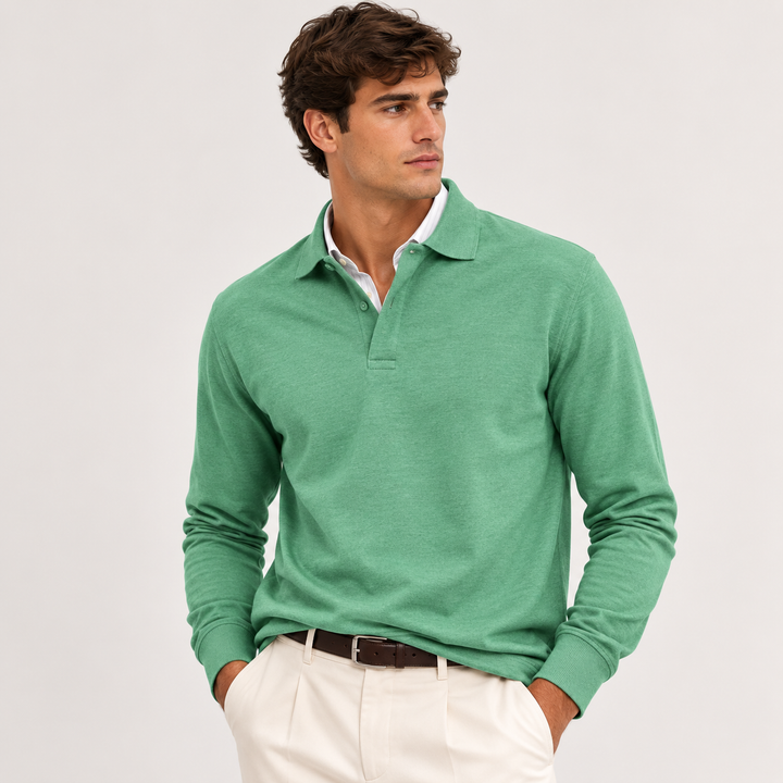 Men's Long Sleeve Knit Polo Shirt