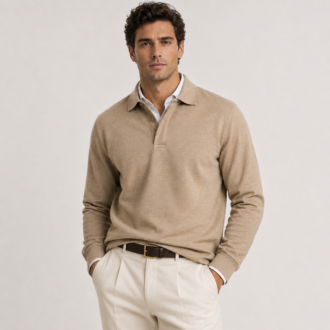 Men's Long Sleeve Knit Polo Shirt