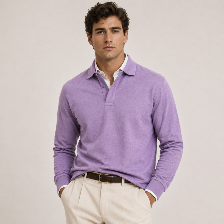 Men's Long Sleeve Knit Polo Shirt