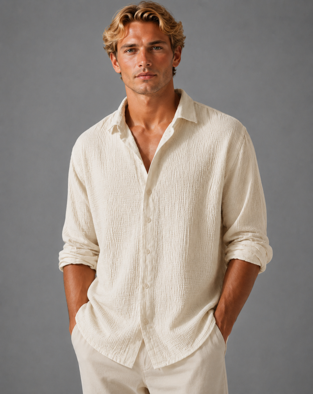 Men's Linen Button Down Shirt