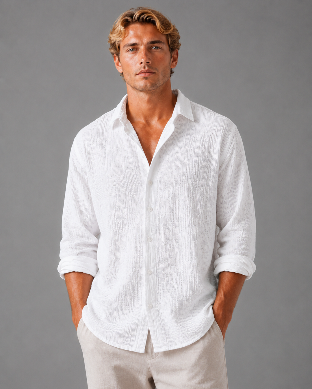 Men's Linen Button Down Shirt