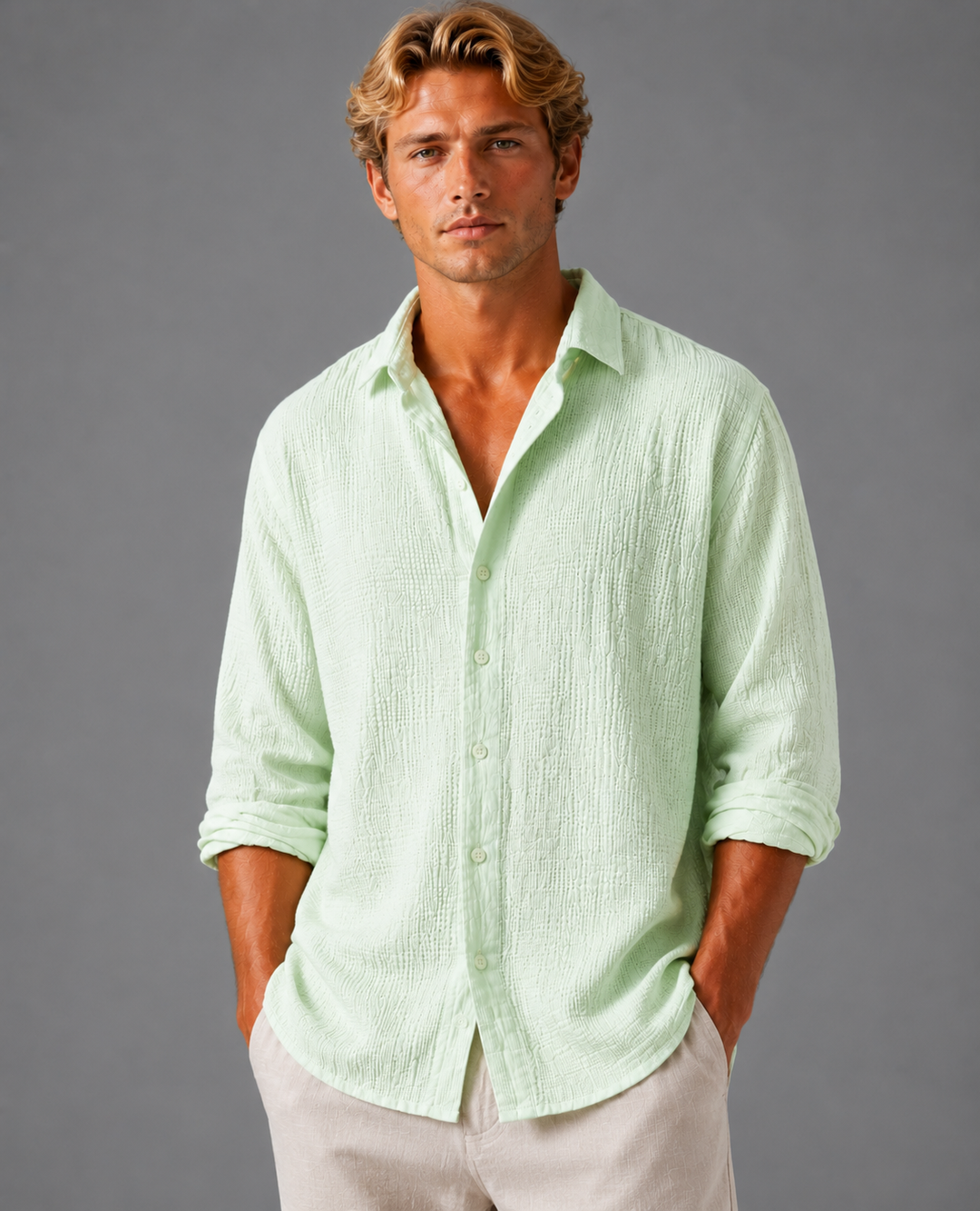 Men's Linen Button Down Shirt