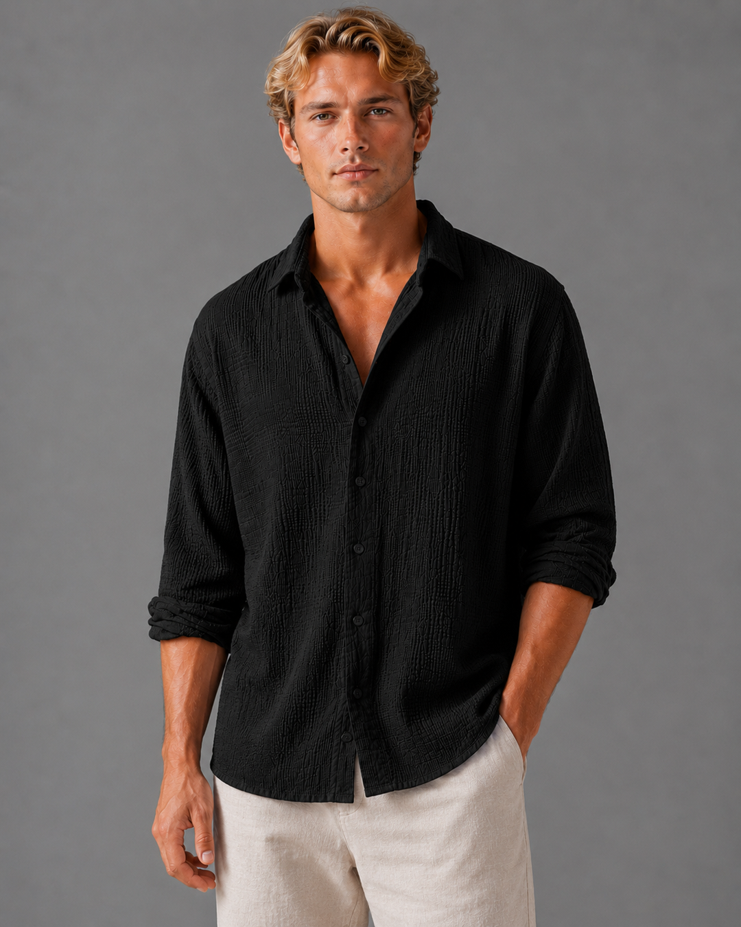 Men's Linen Button Down Shirt