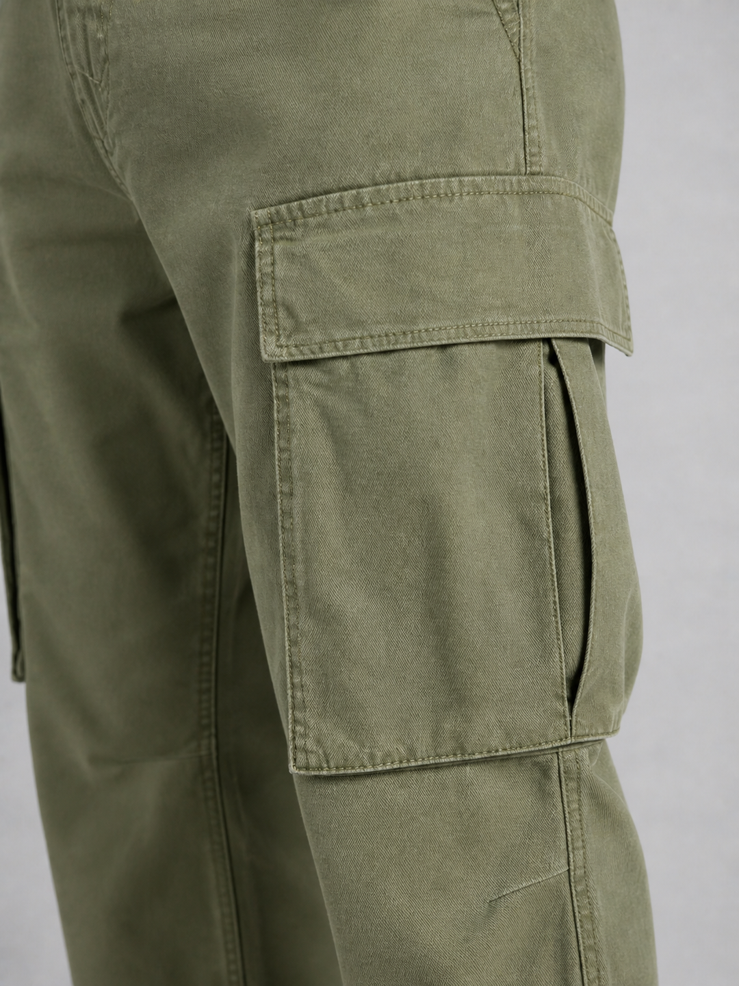 Men's Cotton Cargo Pants with Drawstring Hem