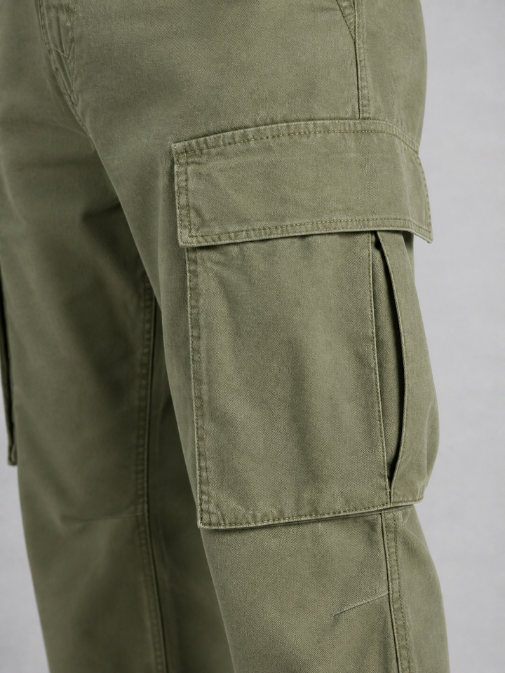 Men's Cotton Cargo Pants with Drawstring Hem