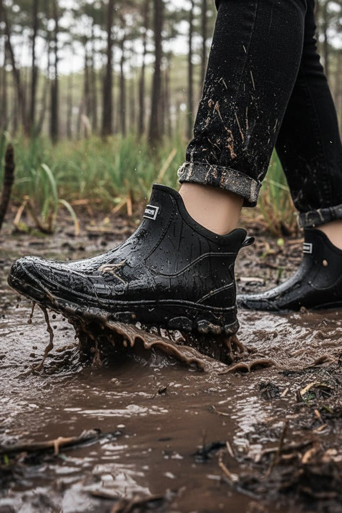 Men's Waterproof Ankle Wellington Boots with Treaded Sole