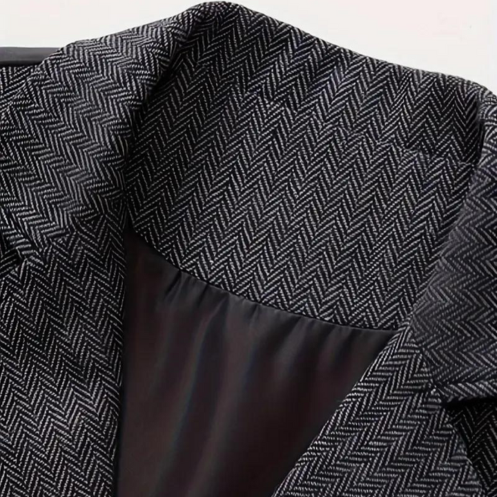 Men's Herringbone Lapel Vest with Pocket Chain Accent