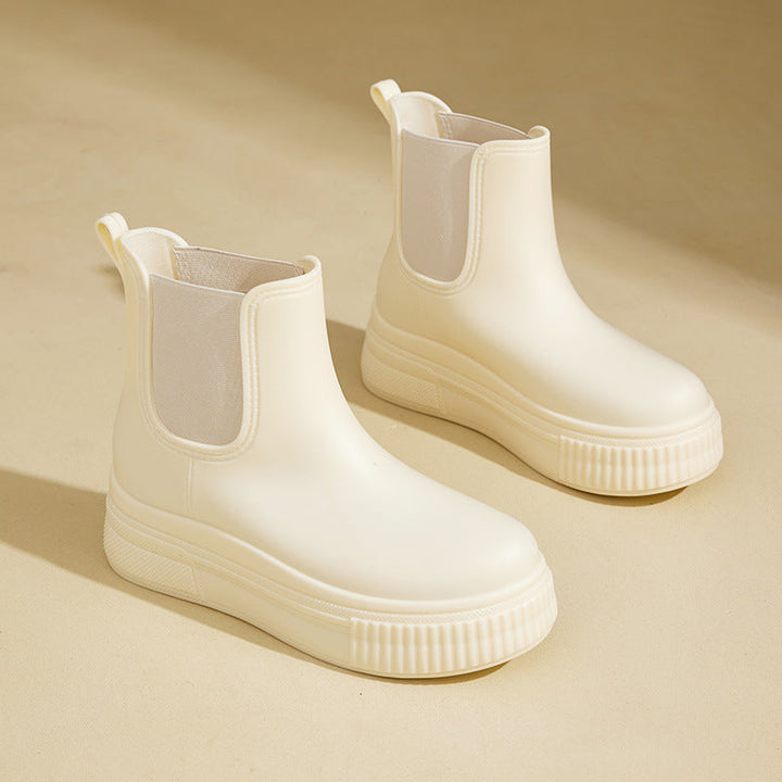 Chelsea Rain Boots with Ribbed Platform Sole