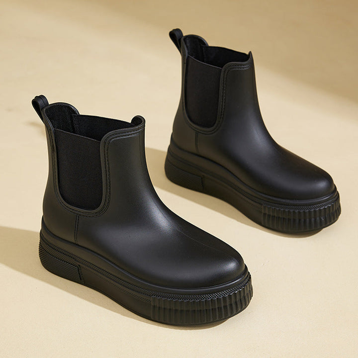 Chelsea Rain Boots with Ribbed Platform Sole