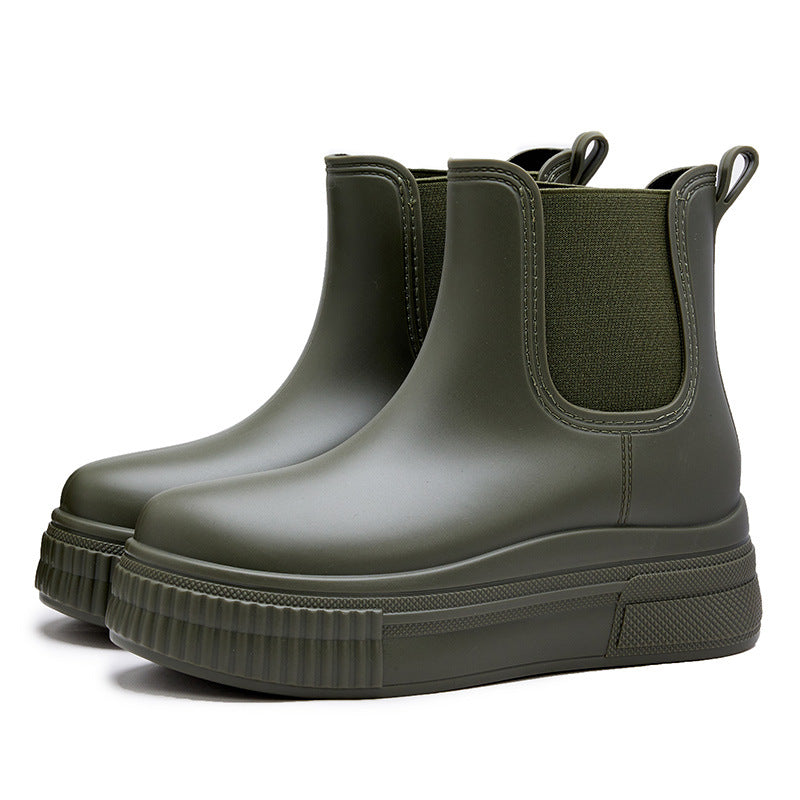 Chelsea Rain Boots with Ribbed Platform Sole