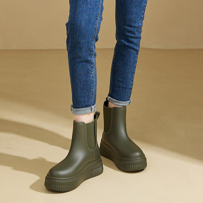 Chelsea Rain Boots with Ribbed Platform Sole