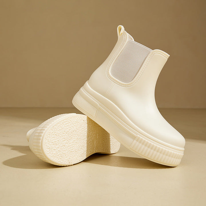 Chelsea Rain Boots with Ribbed Platform Sole