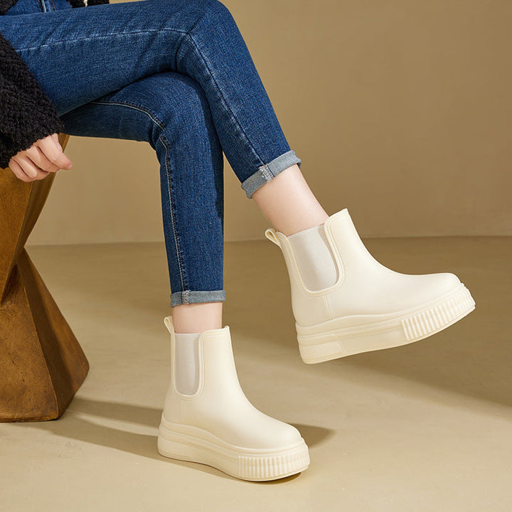 Chelsea Rain Boots with Ribbed Platform Sole