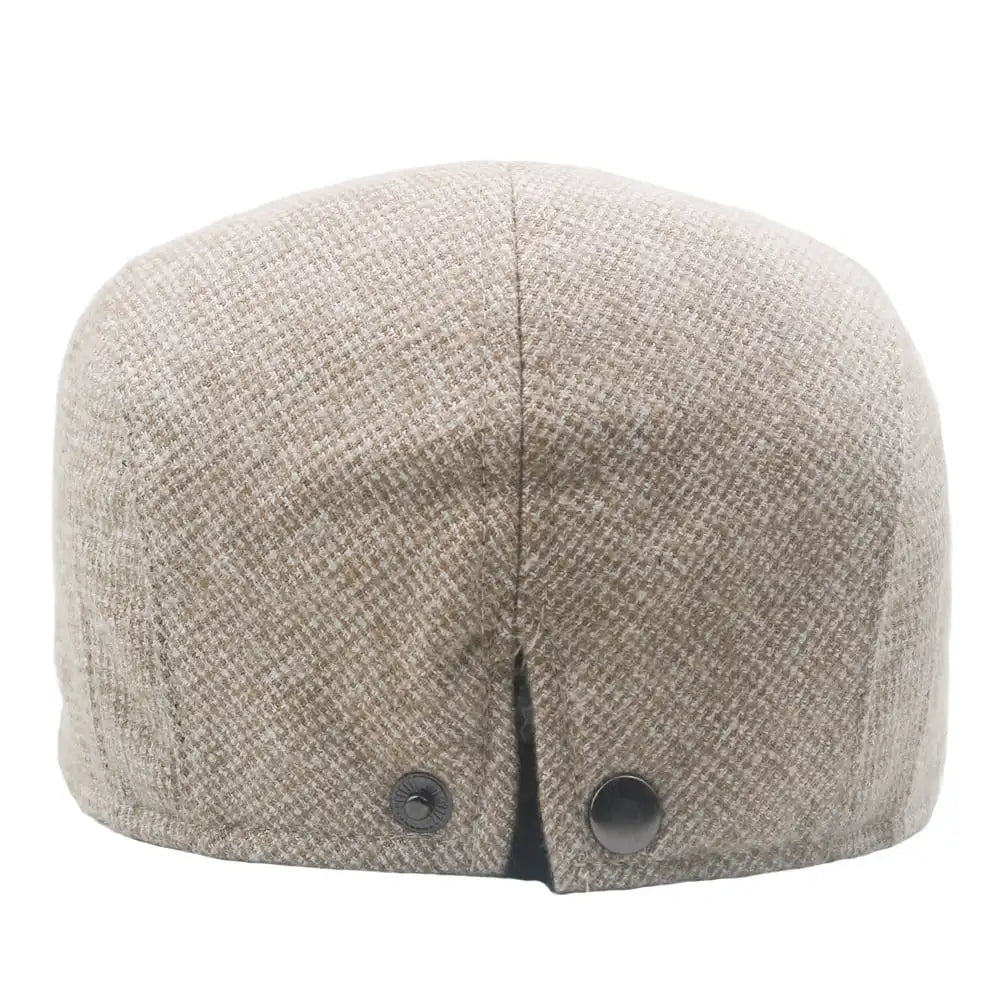 Men's Herringbone Flat Cap with Structured Brim