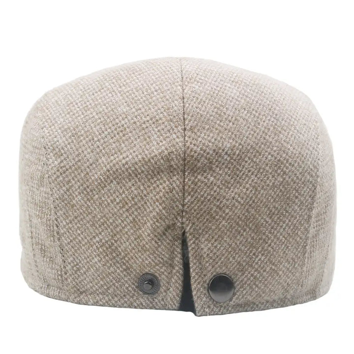 Men's Herringbone Flat Cap with Structured Brim
