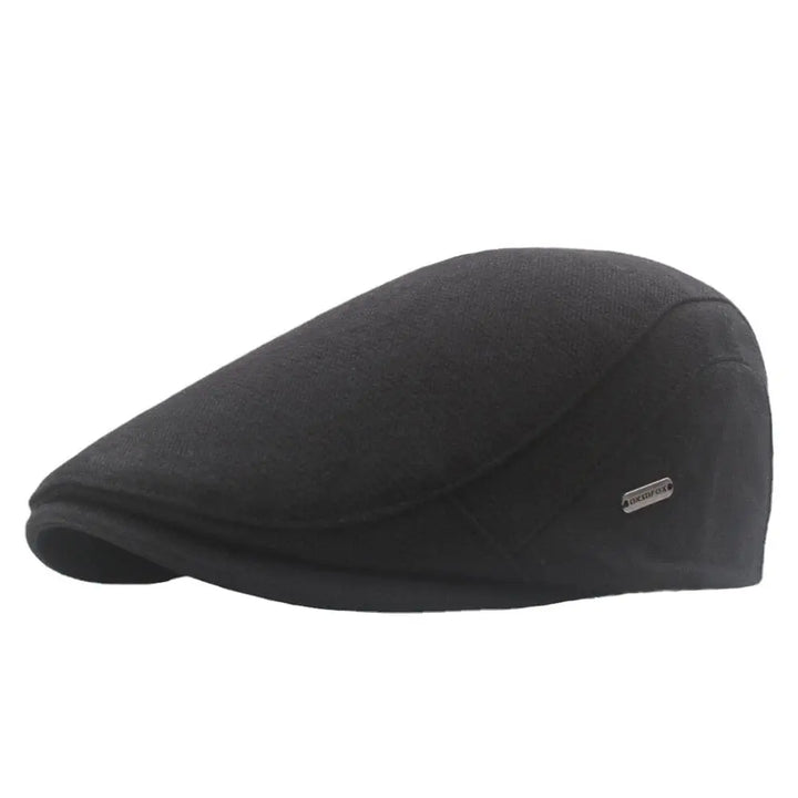 Men's Herringbone Flat Cap with Structured Brim