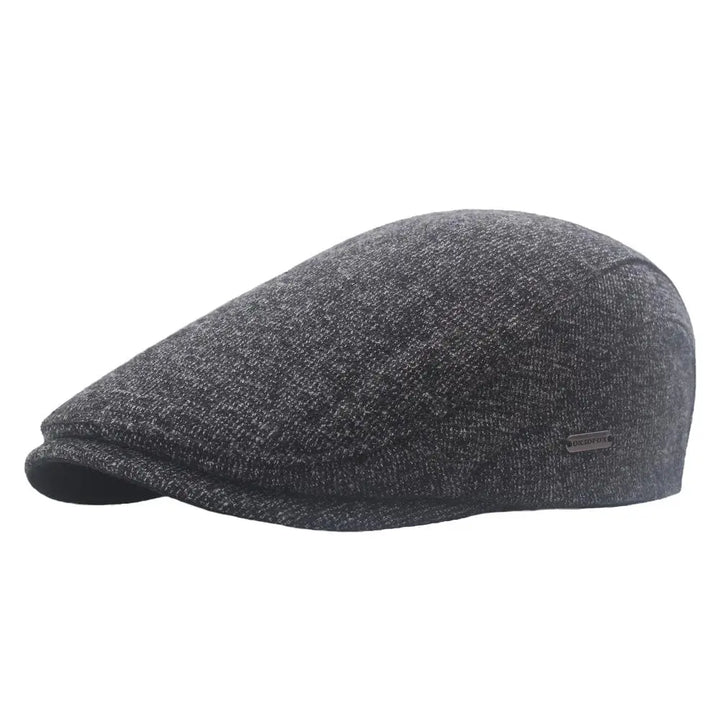 Men's Herringbone Flat Cap with Structured Brim