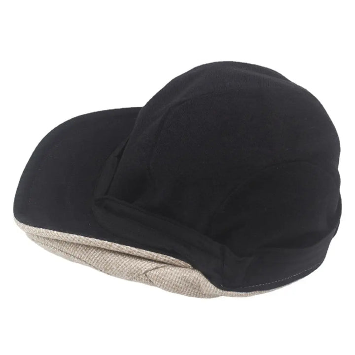 Men's Herringbone Flat Cap with Structured Brim