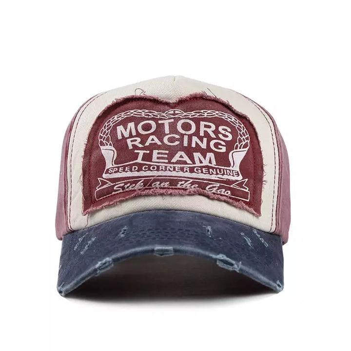 Distressed Patchwork Baseball Cap with Graphic Patch