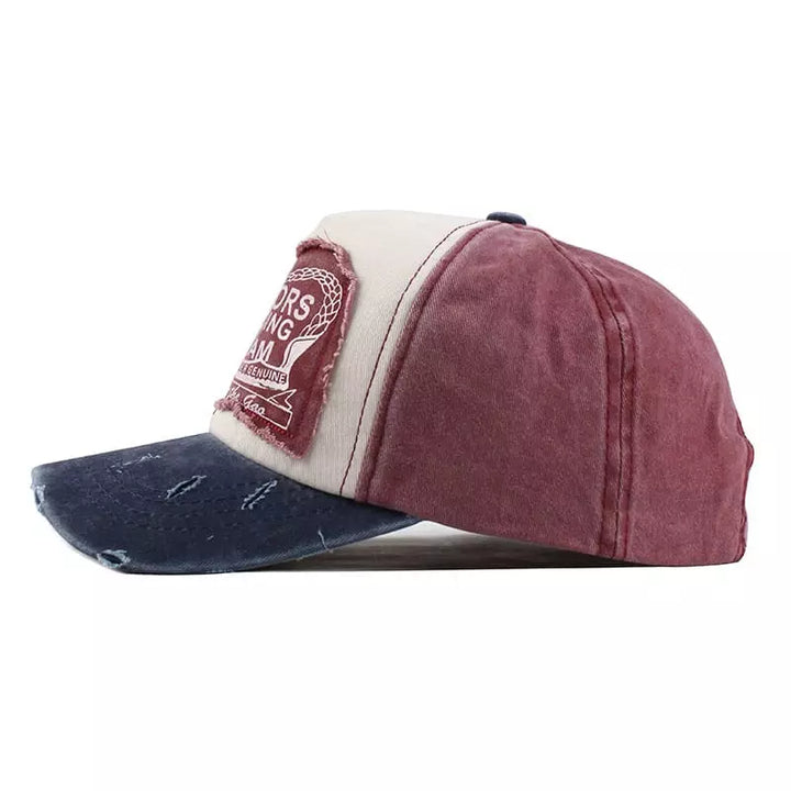 Distressed Patchwork Baseball Cap with Graphic Patch