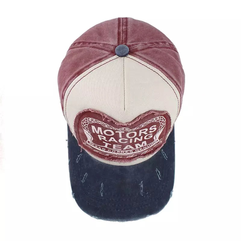 Distressed Patchwork Baseball Cap with Graphic Patch