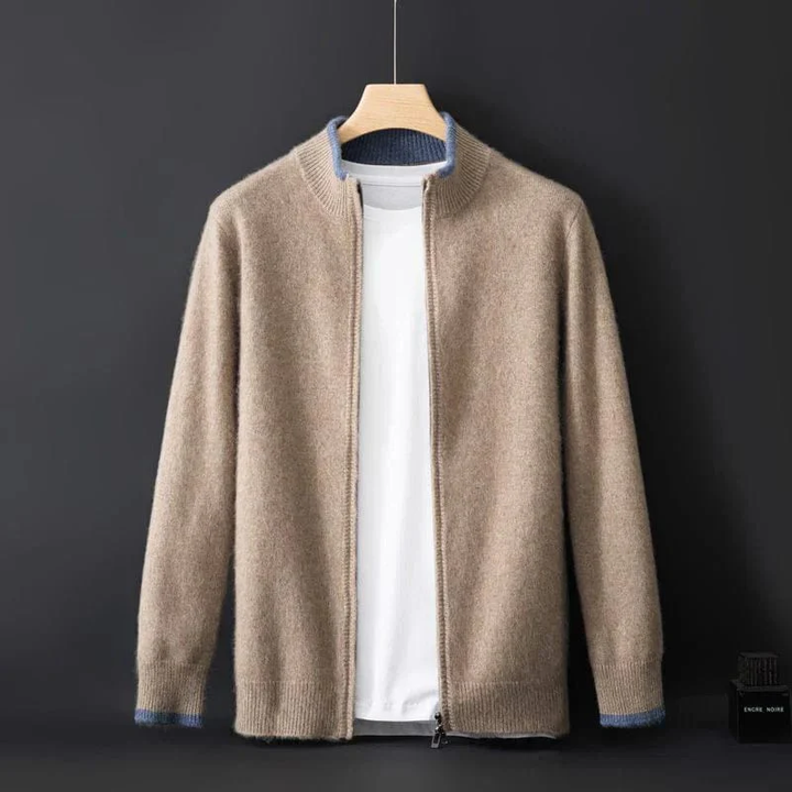 Men's Ribbed Knit Zip-Up Cardigan