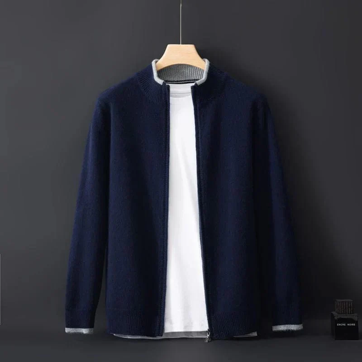 Men's Ribbed Knit Zip-Up Cardigan