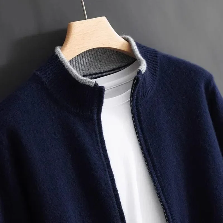 Men's Ribbed Knit Zip-Up Cardigan