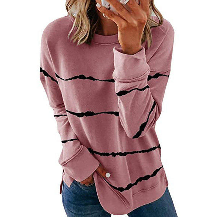 Women's Striped Crew Neck Sweatshirt in Relaxed Oversized Fit