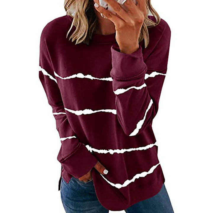 Women's Striped Crew Neck Sweatshirt in Relaxed Oversized Fit