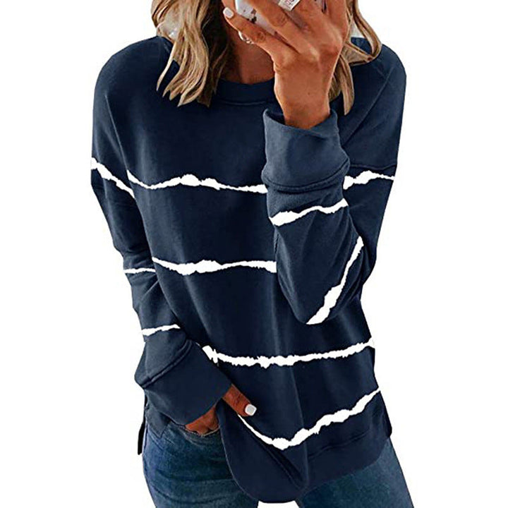 Women's Striped Crew Neck Sweatshirt in Relaxed Oversized Fit