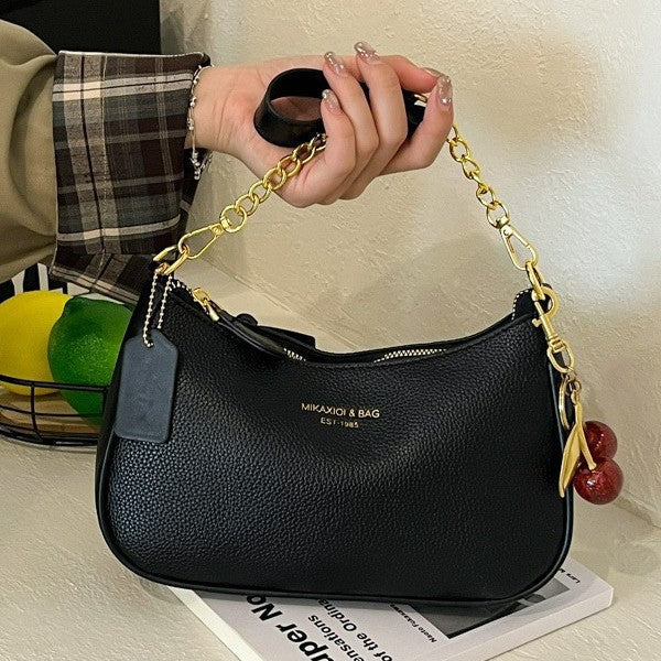 Women's Structured Shoulder Bag with Chain Strap