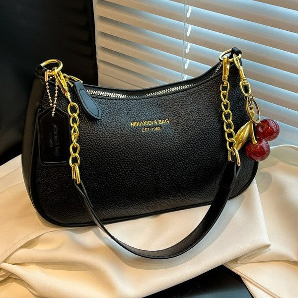 Women's Structured Shoulder Bag with Chain Strap