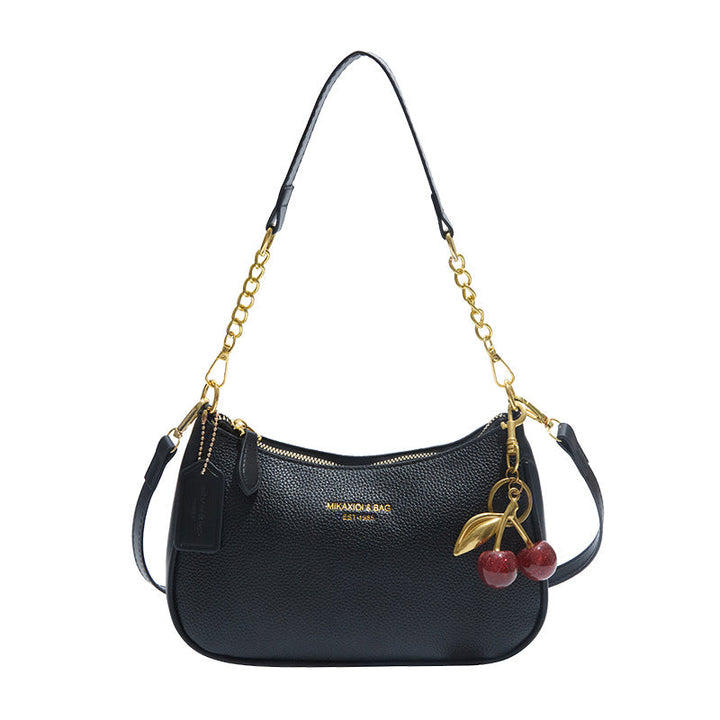 Women's Structured Shoulder Bag with Chain Strap