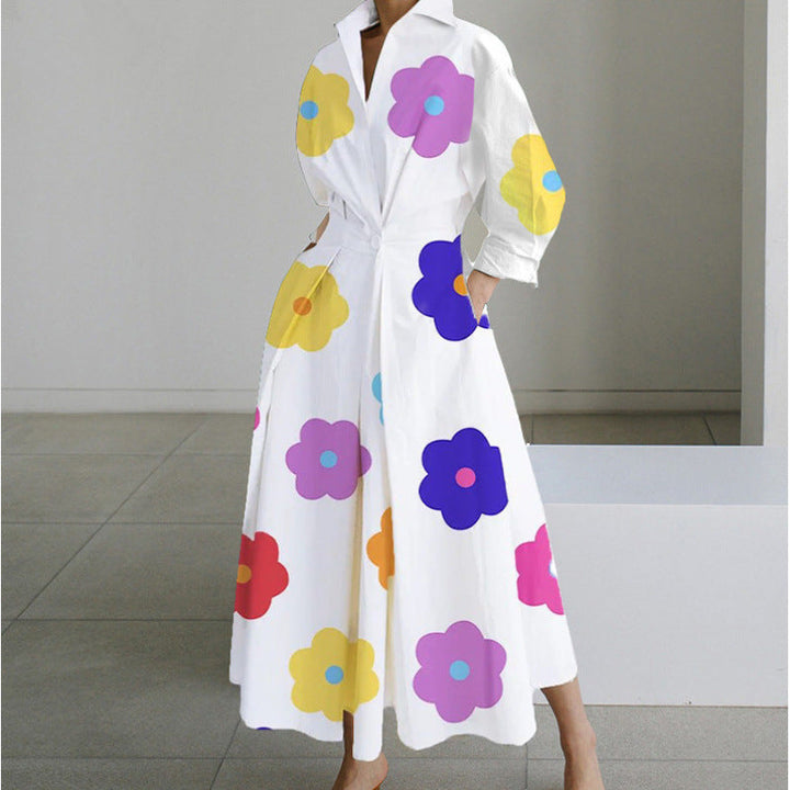 Women's Belted Wrap Midi Shirt Dress