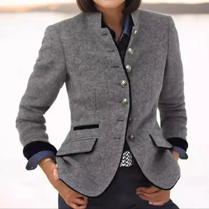 Women's Wool Blend Blazer with Contrast Trim