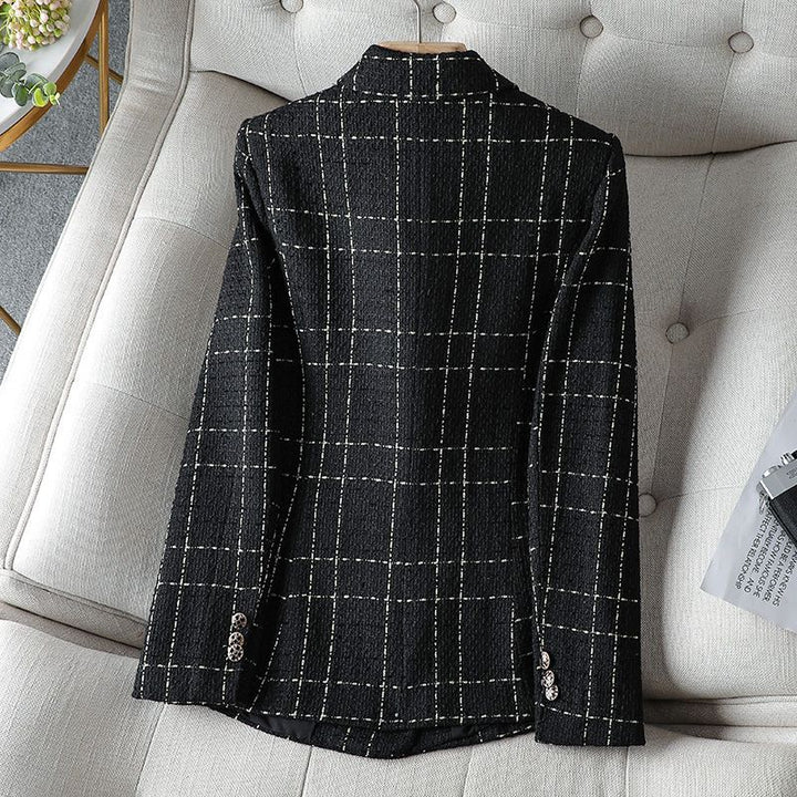 Tailored Plaid Tweed Blazer for Women