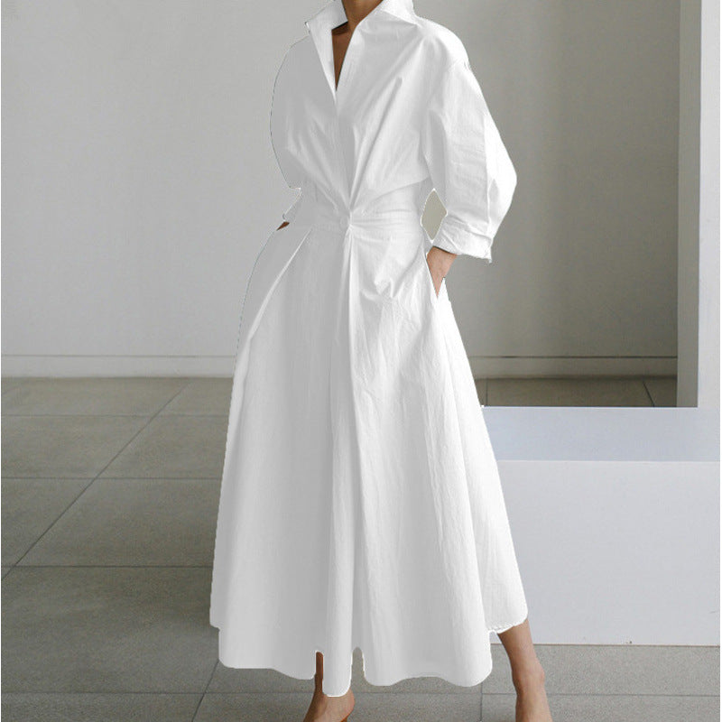 Women's Belted Wrap Midi Shirt Dress