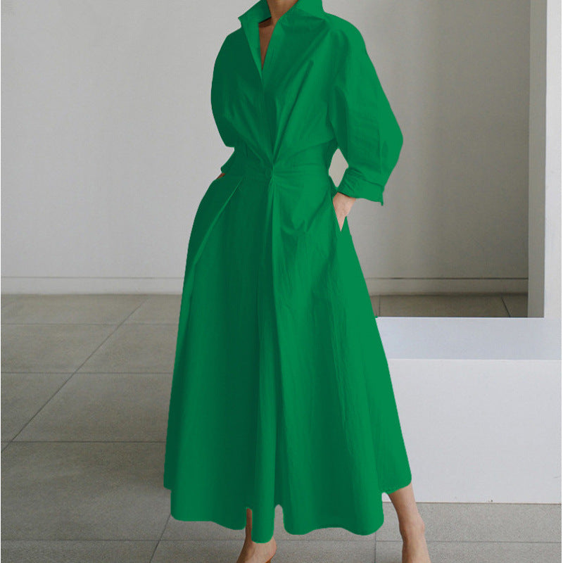 Women's Belted Wrap Midi Shirt Dress