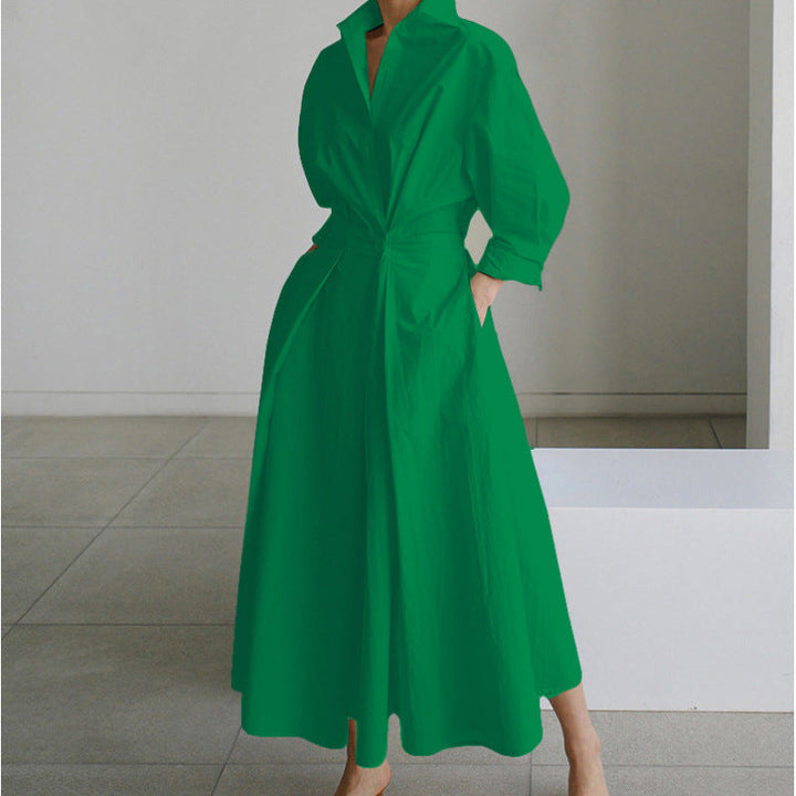 Women's Belted Wrap Midi Shirt Dress