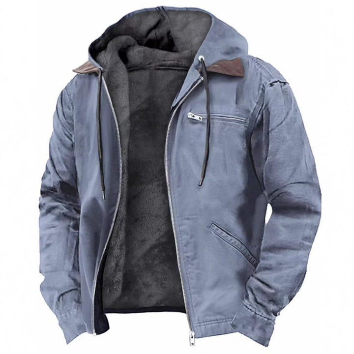 Men's Fleece-Lined Hooded Jacket with Chest Zip Pocket