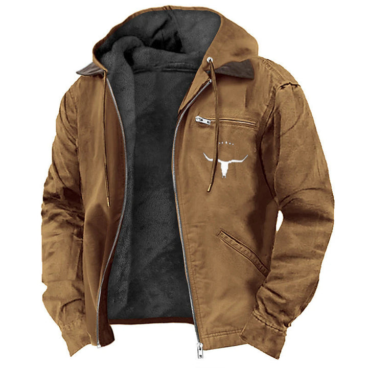 Men's Fleece-Lined Hooded Jacket with Chest Zip Pocket