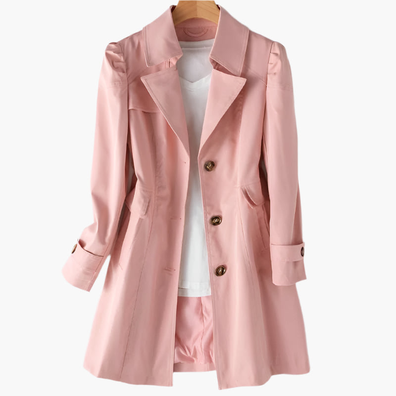 Tailored Button Front Trench Coat