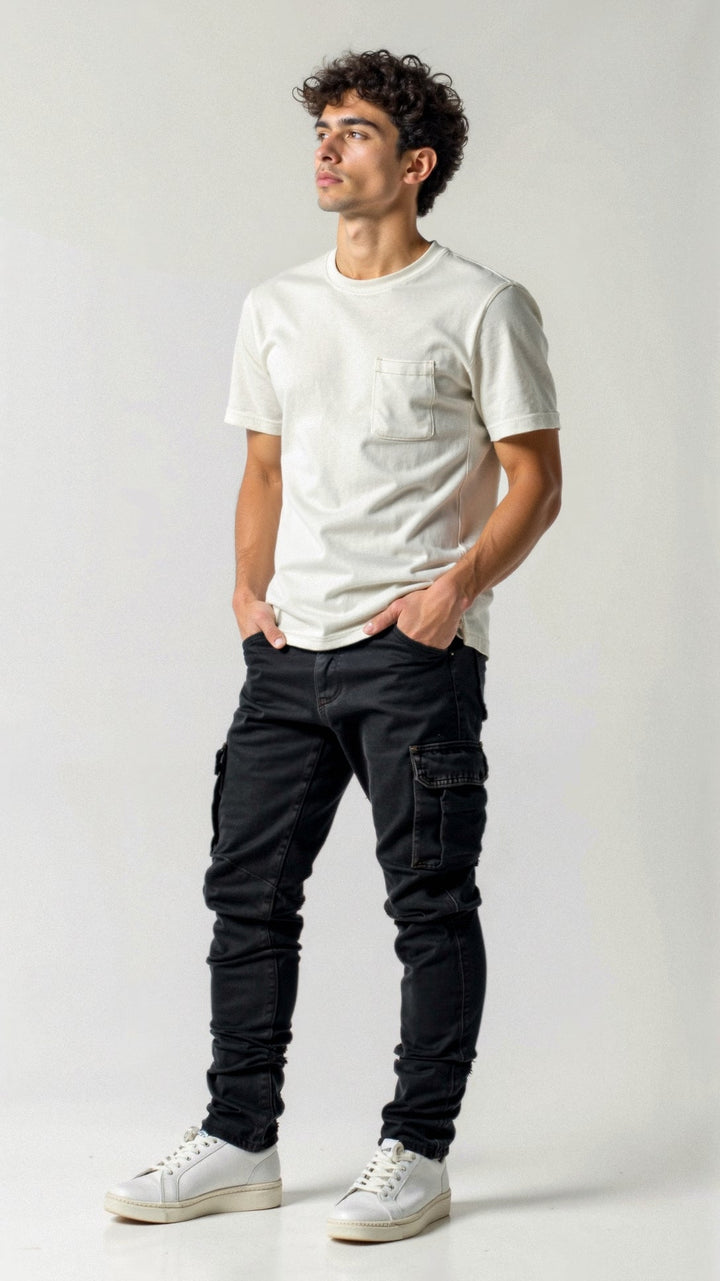 Tapered Slim Fit Cargo Jeans for Men
