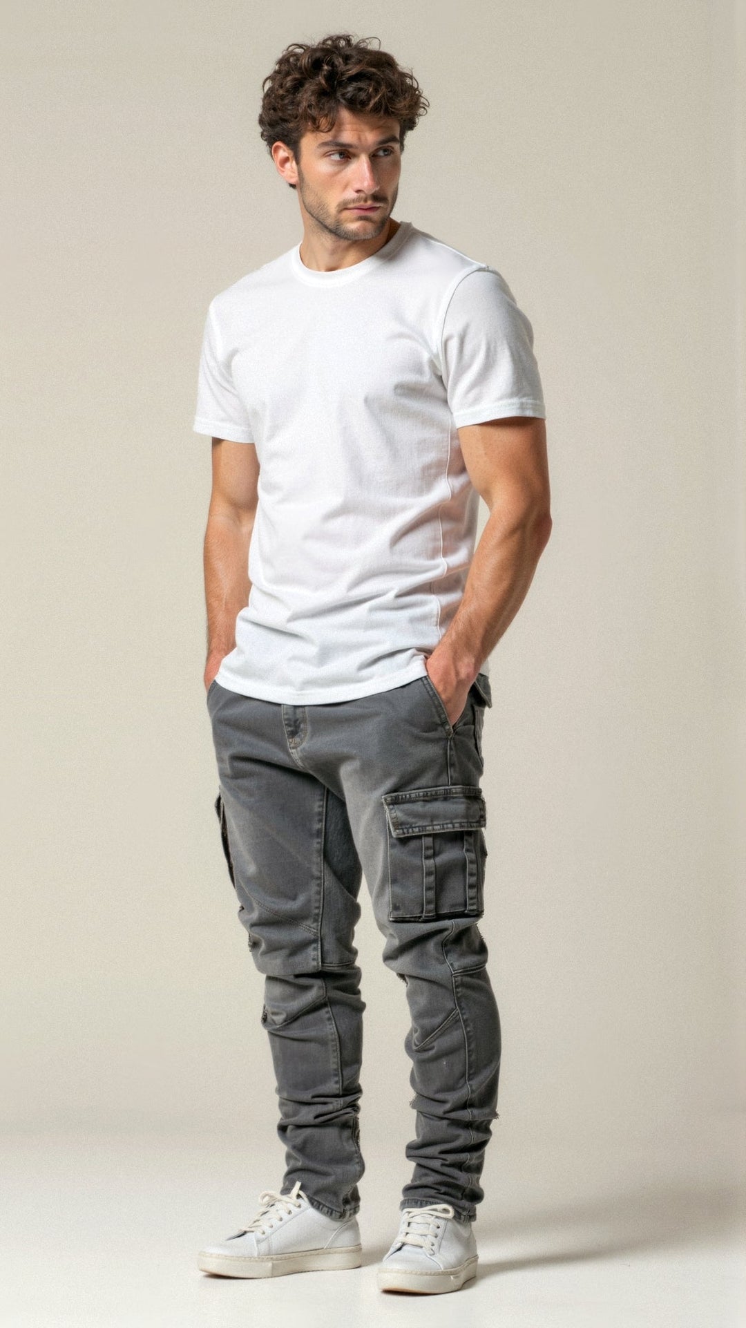 Tapered Slim Fit Cargo Jeans for Men